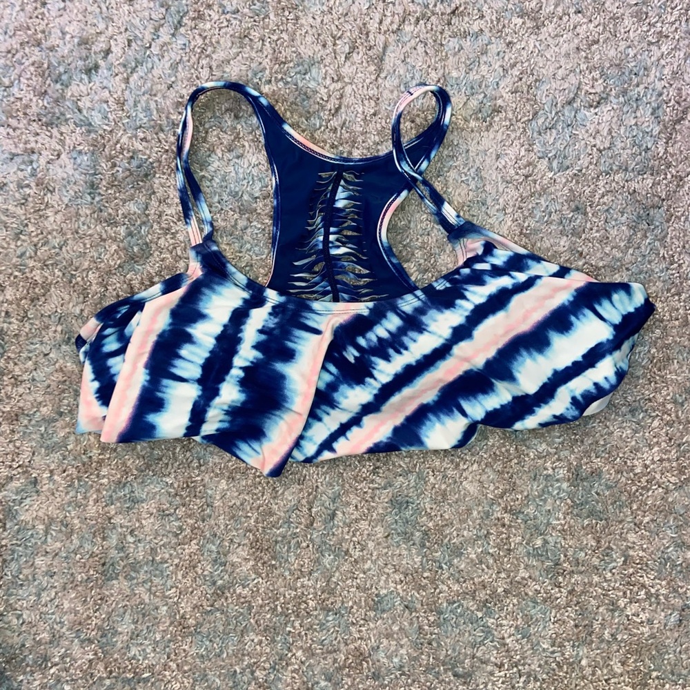 pink and blue bikini top. size large